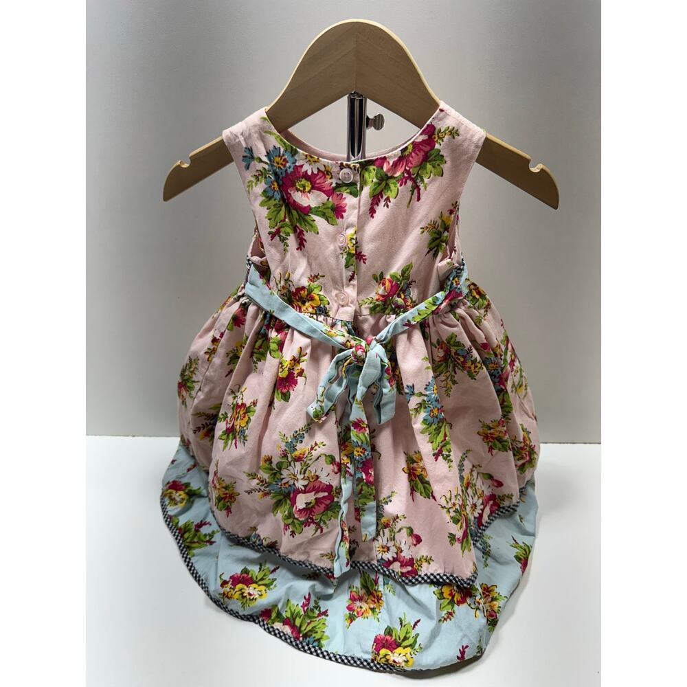 Laura Ashley London Girls Dress Sz 12 Months Cottage Core Sleeveless Floral - Picture 2 of 9